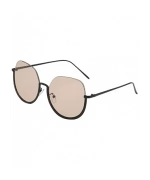 Oversize Vintage Sunglasses Protection - Coffee - CS1973DCTXZ $5.34 Rimless