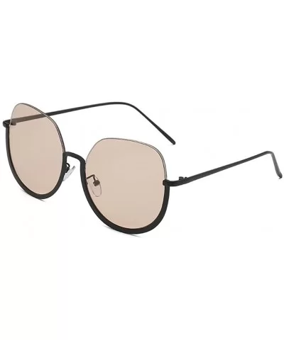 Oversize Vintage Sunglasses Protection - Coffee - CS1973DCTXZ $5.34 Rimless