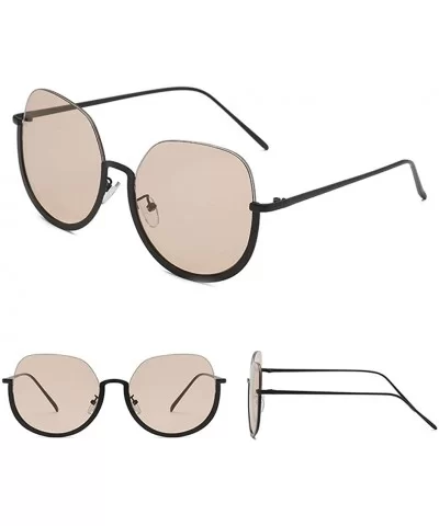 Oversize Vintage Sunglasses Protection - Coffee - CS1973DCTXZ $5.34 Rimless