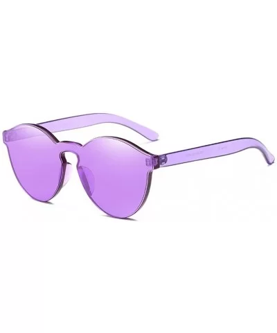 One Piece Aviator Rimless Sunglasses Transparent Candy Color Eyewear - Purple - C0184RGKDN7 $5.30 Oversized