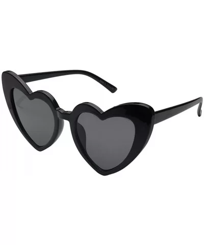 Women Fashion Clout Goggle Vintage Heart Shape Cat Eye Sunglasses - Black - CP18I0IA4I0 $7.02 Cat Eye