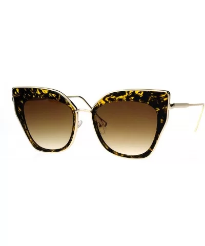 Womens Double Rim Squared Oversize Cat Eye Retro Sunglasses - Tortoise Brown - C117Z3Q37Q0 $8.78 Cat Eye