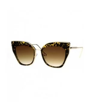 Womens Double Rim Squared Oversize Cat Eye Retro Sunglasses - Tortoise Brown - C117Z3Q37Q0 $8.78 Cat Eye