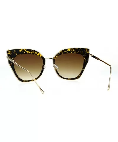 Womens Double Rim Squared Oversize Cat Eye Retro Sunglasses - Tortoise Brown - C117Z3Q37Q0 $8.78 Cat Eye