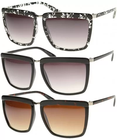 Urban Fashion Rectangular Flat Top Brow Bar Sunglasses (SET OF 3) - CX1875E278R $13.42 Rectangular