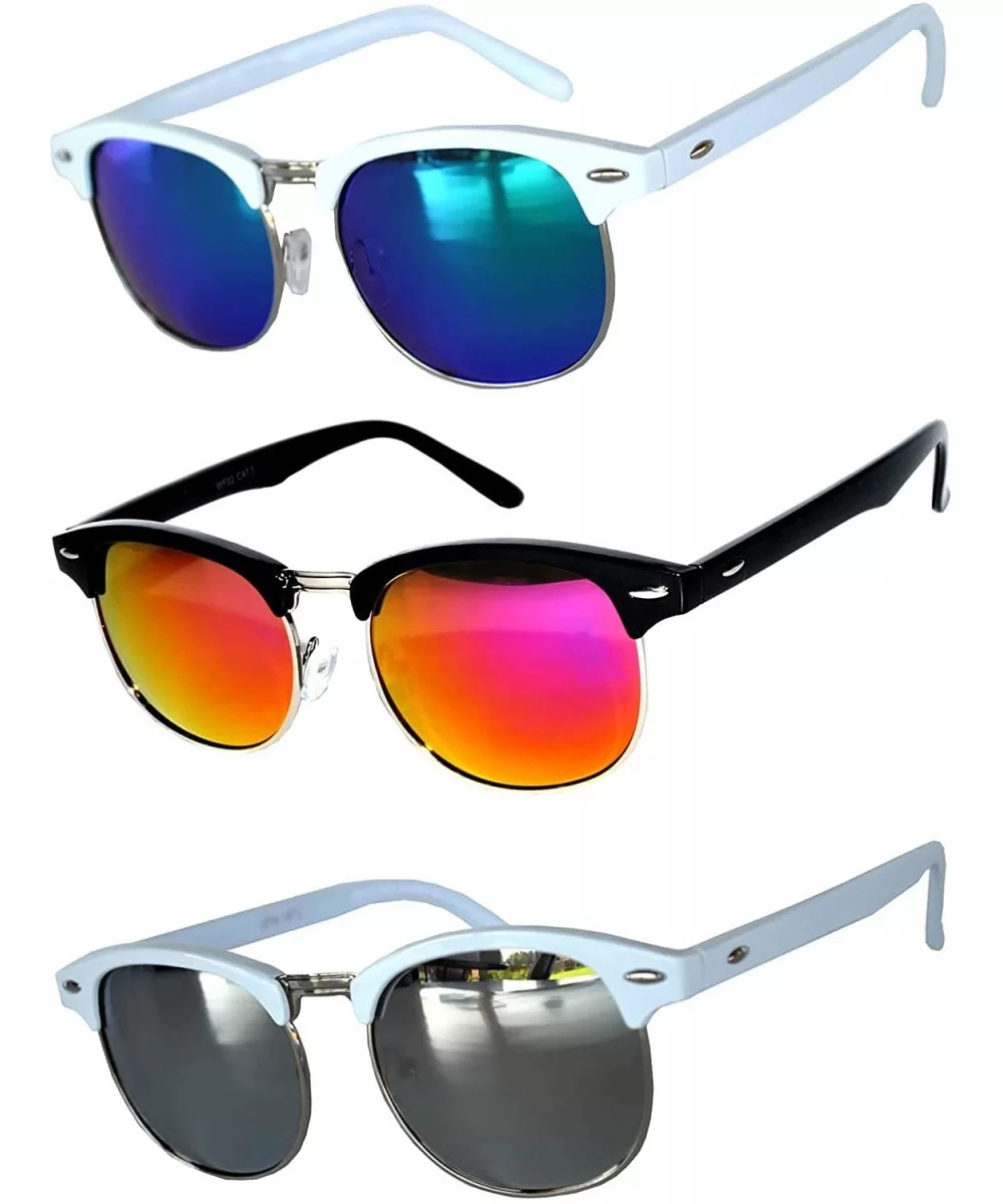 Half Frame Horned Rim Sunglasses Fashion UV Protection Brand - Half_frame_3p_mix_k - CI17Y2DXDAC $13.57 Rimless