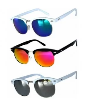 Half Frame Horned Rim Sunglasses Fashion UV Protection Brand - Half_frame_3p_mix_k - CI17Y2DXDAC $13.57 Rimless