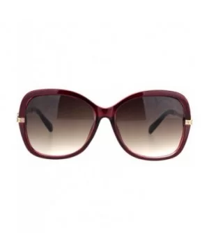 Rhinestone Iced Hinge Side Exposed Lens Plastic Butterfly Sunglasses - Burgundy Smoke - CS18L92L09E $9.50 Butterfly