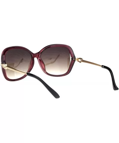 Rhinestone Iced Hinge Side Exposed Lens Plastic Butterfly Sunglasses - Burgundy Smoke - CS18L92L09E $9.50 Butterfly