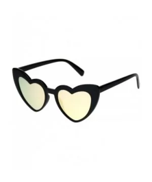 Womens Cute Pink Peach Mirror Lens Cat Eye Heart Shape Sunglasses - Black Pink Mirror - C118OSYG8RE $7.10 Cat Eye