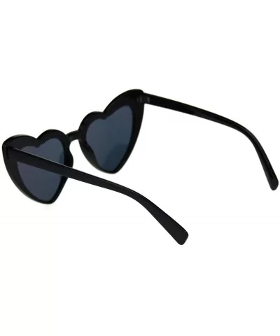 Womens Cute Pink Peach Mirror Lens Cat Eye Heart Shape Sunglasses - Black Pink Mirror - C118OSYG8RE $7.10 Cat Eye