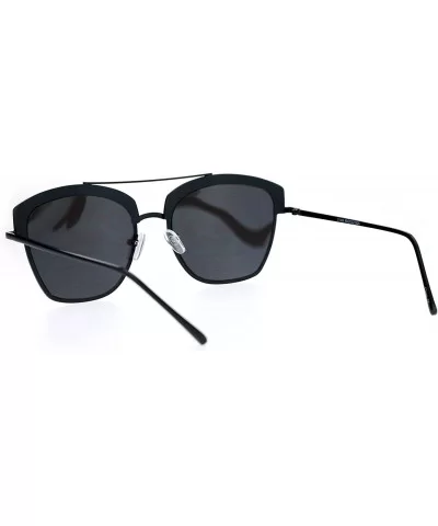 Womens Color Mirrored Lens Half Rim Butterfly Diva Sunglasses - Black Silver Mirror - C612N46LVTB $9.78 Butterfly