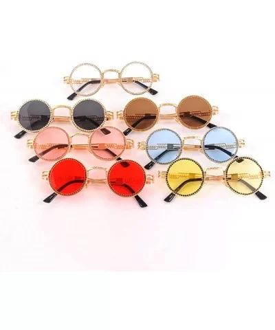 Vintage Sunglasses Designer Colorful Rhinestone - CV18URELGDT $11.26 Round