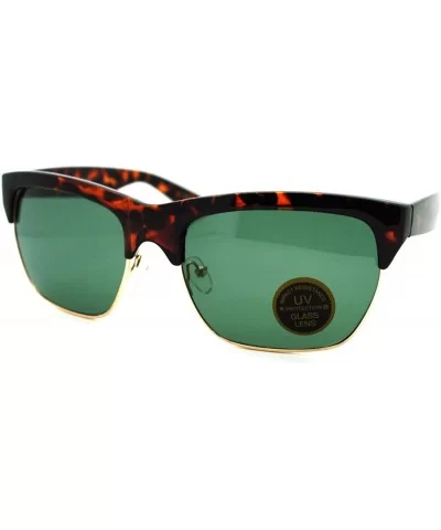 Impact Resistant Glass Lens Sunglasses Designer Rectangular Frame - Tortoise (Green) - CJ189GH2SGT $6.83 Rectangular