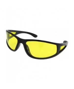 Wrap Around Yellow Lens Sunglasses PSR12 - Shiny Black Frame - CL18GCQMYH5 $10.31 Wrap