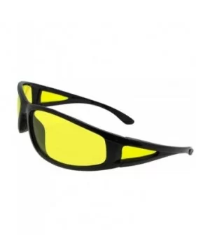 Wrap Around Yellow Lens Sunglasses PSR12 - Shiny Black Frame - CL18GCQMYH5 $10.31 Wrap