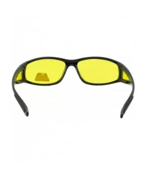 Wrap Around Yellow Lens Sunglasses PSR12 - Shiny Black Frame - CL18GCQMYH5 $10.31 Wrap