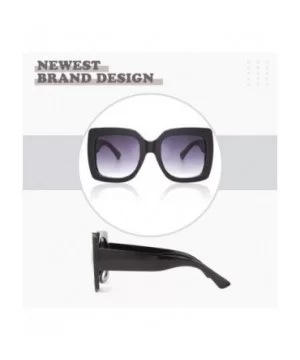 Oversized Square Sunglasses for Women Multi Tinted Fashion Modern Shades - Black Frame Gradient Grey Lens - CT18NHOM8KZ $11.9...