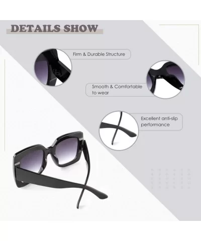 Oversized Square Sunglasses for Women Multi Tinted Fashion Modern Shades - Black Frame Gradient Grey Lens - CT18NHOM8KZ $11.9...