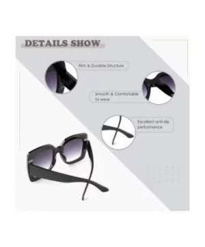 Oversized Square Sunglasses for Women Multi Tinted Fashion Modern Shades - Black Frame Gradient Grey Lens - CT18NHOM8KZ $11.9...