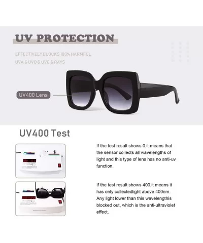 Oversized Square Sunglasses for Women Multi Tinted Fashion Modern Shades - Black Frame Gradient Grey Lens - CT18NHOM8KZ $11.9...