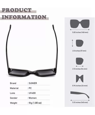 Oversized Square Sunglasses for Women Multi Tinted Fashion Modern Shades - Black Frame Gradient Grey Lens - CT18NHOM8KZ $11.9...