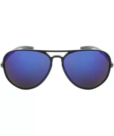 Sport Aviator Sunglasses - Mirror Reflective Lens Stealth Capsule Case Edition - Black Frame Indigo Mirror - CZ11NK1Q5TN $4.8...