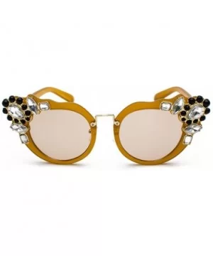 Ms. Oversized Frame Retro Cat Eye Sunglasses Fashion Design - Tea Box Tea - C818EQEY99X $7.47 Rimless