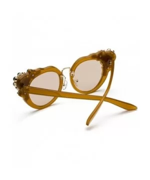 Ms. Oversized Frame Retro Cat Eye Sunglasses Fashion Design - Tea Box Tea - C818EQEY99X $7.47 Rimless