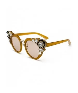 Ms. Oversized Frame Retro Cat Eye Sunglasses Fashion Design - Tea Box Tea - C818EQEY99X $7.47 Rimless