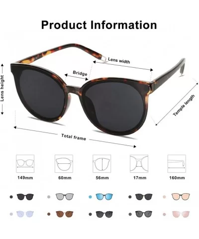 Fashion Round Sunglasses for Women Men Oversized Vintage Shades SJ2057 - 0c4 Tortoise Frame/Grey Lens - CS18XCYLOGR $12.91 Oval