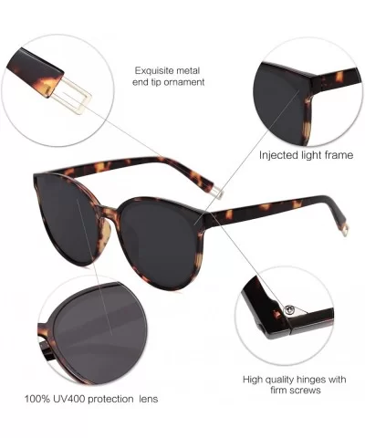 Fashion Round Sunglasses for Women Men Oversized Vintage Shades SJ2057 - 0c4 Tortoise Frame/Grey Lens - CS18XCYLOGR $12.91 Oval