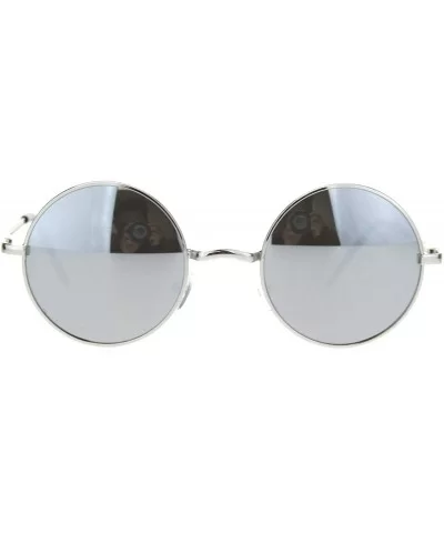 Mens Hippie Reflective Color Mirror Round Circle Lens Sunglasses - Silver Mirror - CH18Q26MKE7 $8.91 Round