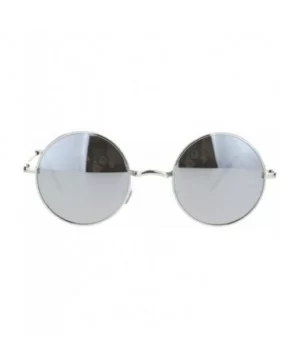 Mens Hippie Reflective Color Mirror Round Circle Lens Sunglasses - Silver Mirror - CH18Q26MKE7 $8.91 Round