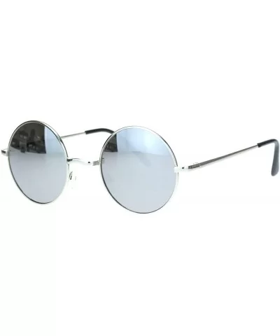 Mens Hippie Reflective Color Mirror Round Circle Lens Sunglasses - Silver Mirror - CH18Q26MKE7 $8.91 Round