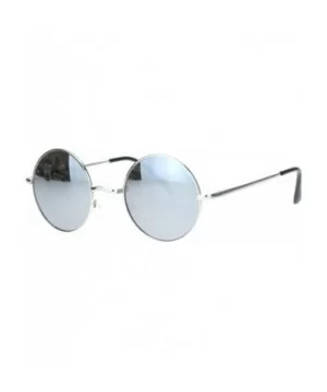 Mens Hippie Reflective Color Mirror Round Circle Lens Sunglasses - Silver Mirror - CH18Q26MKE7 $8.91 Round