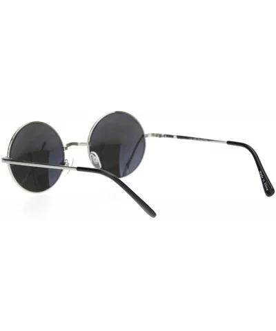 Mens Hippie Reflective Color Mirror Round Circle Lens Sunglasses - Silver Mirror - CH18Q26MKE7 $8.91 Round