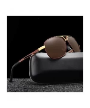 Classic Polarized Sunglasses Men Driving Aluminium Brown Frame Gold Brown - Silver Gray - CO18Y4SZKXM $10.39 Aviator