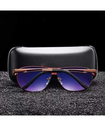 Classic Polarized Sunglasses Men Driving Aluminium Brown Frame Gold Brown - Silver Gray - CO18Y4SZKXM $10.39 Aviator