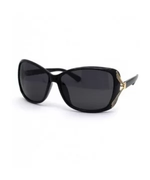 Womens Glitter Jewel Ribbon Hinge Butterfly Sunglasses - Black Gold Black - CE196U9MA0K $10.34 Butterfly