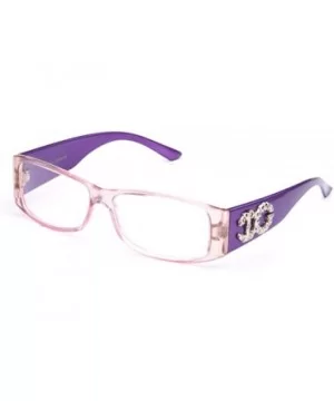 Squared Simple Durable Trendy Fashion Clear Lens Frames - Pink/Purple - CP117Q3H7YX $6.12 Wayfarer