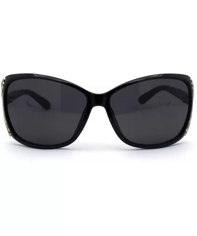 Womens Glitter Jewel Ribbon Hinge Butterfly Sunglasses - Black Gold Black - CE196U9MA0K $10.34 Butterfly