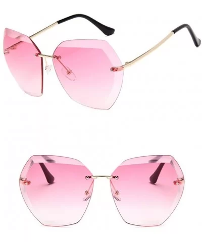 Retro Frameless Sunglasses Ladies Oversized Sunglasses Ladies Sunglasses Ladies Mirror Sunglasses - CJ198QMRHTT $36.12 Oversized