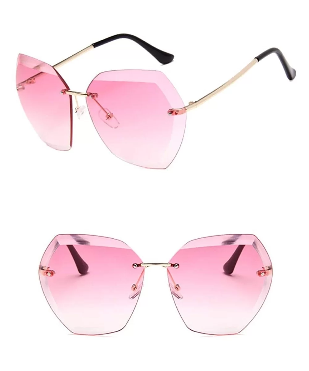 Retro Frameless Sunglasses Ladies Oversized Sunglasses Ladies Sunglasses Ladies Mirror Sunglasses - CJ198QMRHTT $36.12 Oversized