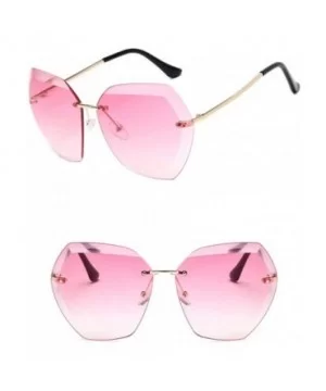 Retro Frameless Sunglasses Ladies Oversized Sunglasses Ladies Sunglasses Ladies Mirror Sunglasses - CJ198QMRHTT $36.12 Oversized