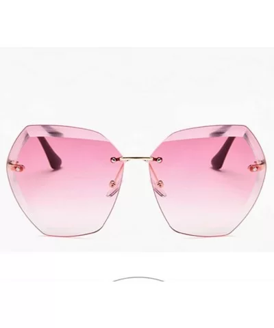 Retro Frameless Sunglasses Ladies Oversized Sunglasses Ladies Sunglasses Ladies Mirror Sunglasses - CJ198QMRHTT $36.12 Oversized