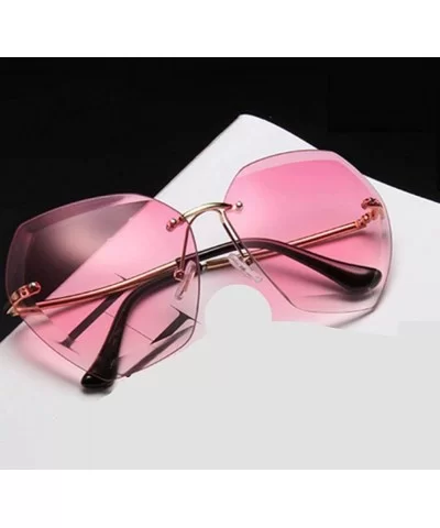 Retro Frameless Sunglasses Ladies Oversized Sunglasses Ladies Sunglasses Ladies Mirror Sunglasses - CJ198QMRHTT $36.12 Oversized