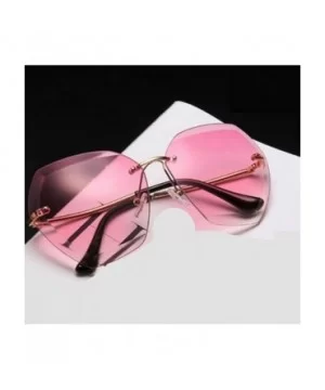 Retro Frameless Sunglasses Ladies Oversized Sunglasses Ladies Sunglasses Ladies Mirror Sunglasses - CJ198QMRHTT $36.12 Oversized