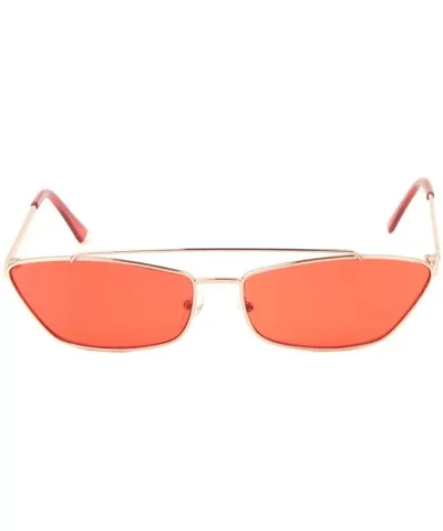 Thin Metal Frame Mid Lens Top Bar Geometric Cat Eye Sunglasses - Red - CJ1986IZ4LE $11.57 Cat Eye