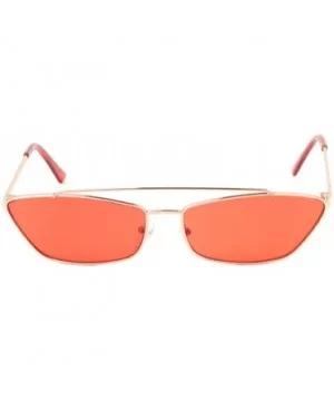 Thin Metal Frame Mid Lens Top Bar Geometric Cat Eye Sunglasses - Red - CJ1986IZ4LE $11.57 Cat Eye